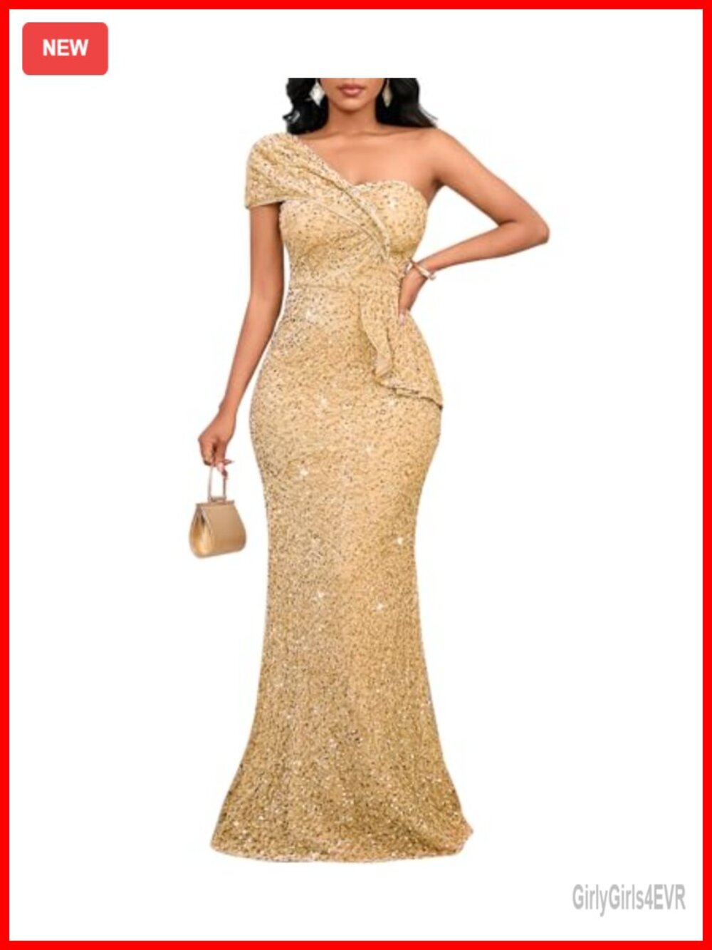 Sequin One Shoulder Mermaid Formal Maxi Dress Evening Gown
